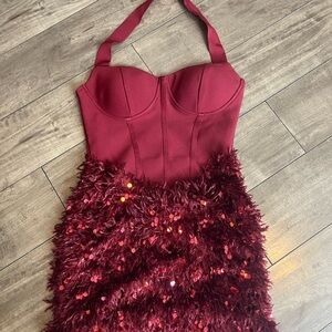 Fashion Nova Rich Burgundy Dress